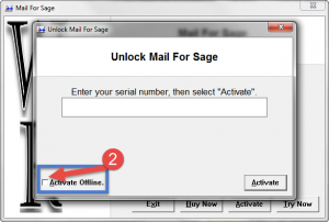 On Mail For Sage Check Activate Offline Checkbox