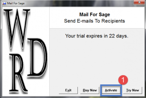 Mail For Sage - Click Activate Button